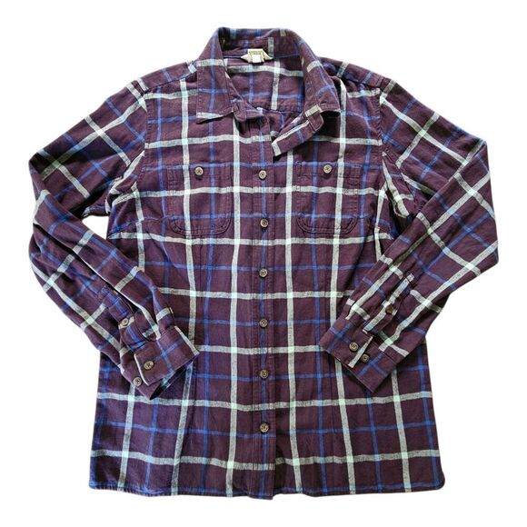 Duluth Tops - Duluth Trading Free Swing Flannel Shirt Womens Medium Purple Plaid Work Western